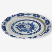 Royal Blue Wildblume Floral Keramik Wedding Pappteller (Schrägansicht)