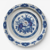 Royal Blue Wildblume Floral Keramik Wedding Pappteller (Vorderseite)