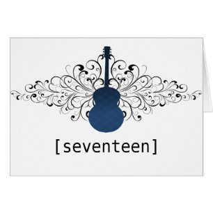 Royal Blue Wirbel Guitar Tischnummer Card