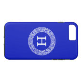 Royal Blue Wt Griechischer Schlüsselrahmen Initial Case-Mate iPhone Hülle (Rückseite (Horizontal))