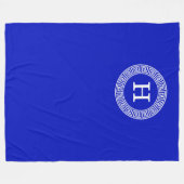 Royal Blue Wt Griechischer Schlüsselrahmen Initial Fleecedecke (Vorderseite (Horizontal))
