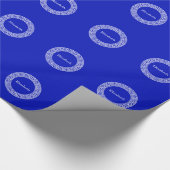 Royal Blue Wt Griechischer Schlüsselrahmen Initial Geschenkpapier (Ecke)