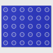 Royal Blue Wt Griechischer Schlüsselrahmen Initial Geschenkpapier (Flach)