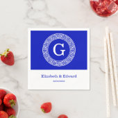 Royal Blue Wt Griechischer Schlüsselrahmen Initial Serviette (Beispiel)