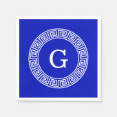 Royal Blue Wt Griechischer Schlüsselrahmen Initial Serviette (Vorderseite)