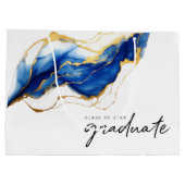 Royal Blue Yellow Gold "Class of" graduate Große Geschenktüte (Rückseite)