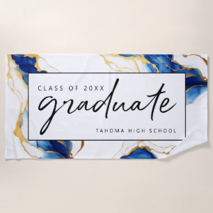 Royal Blue Yellow Gold Elegante Graduate Strandtuch