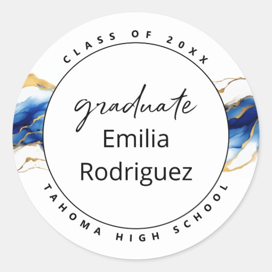 Royal Blue Yellow Gold Elegantes Abschluss Siegel Runder Aufkleber (Vorderseite)