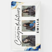 Royal Blue Yellow Gold Elegantes Foto Abschluss Banner (Vertikal)