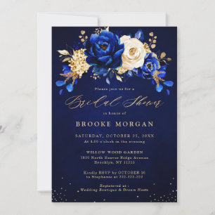 Royal Blue Yellow Gold Floral Brautparty Invita Einladung
