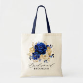 Royal Blue Yellow Gold Floral Bridesmaid Tragetasche (Vorne)
