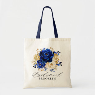 Royal Blue Yellow Gold Floral Bridesmaid Tragetasche