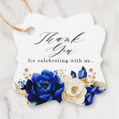 Royal Blue Yellow Gold Floral Wedding Danke Fa Geschenkanhänger (Vorderseite)