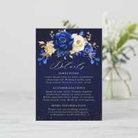 Royal Blue Yellow Gold Floral Wedding Details Encl
