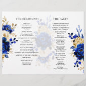 Royal Blue Yellow Gold Floral Wedding Program (Rückseite)