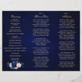 Royal Blue Yellow Gold Floral Wedding Program (Rückseite)
