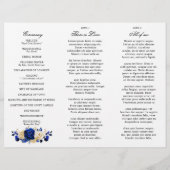 Royal Blue Yellow Gold Floral Wedding Program (Rückseite)