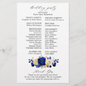 Royal Blue Yellow Gold Floral Wedding Program (Rückseite)