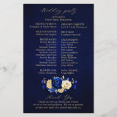 Royal Blue Yellow Gold Floral Wedding Program (Rückseite)