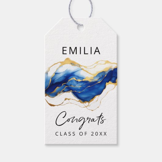 Royal Blue Yellow Gold Glückwunschs Abschluss Geschenkanhänger (Vorderseite)