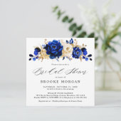 Royal Blue Yellow Gold Metallic Brautparty Einladung (Stehend Vorderseite)