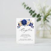 Royal Blue Yellow Gold Metallic Floral Wedding Begleitkarte (Stehend Vorderseite)