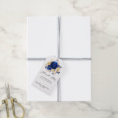 Royal Blue Yellow Gold Metallic Floral Wedding Geschenkanhänger (Mit Garn)
