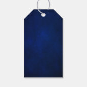 Royal Blue Yellow Gold Metallic Floral Wedding Geschenkanhänger (Rückseite)