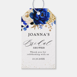 Royal Blue Yellow Gold Metallic Floral Wedding Geschenkanhänger