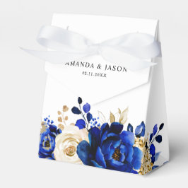 Royal Blue Yellow Gold Metallic Floral Wedding Geschenkschachtel