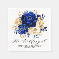 Royal Blue Yellow Gold Metallic Floral Wedding