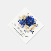 Royal Blue Yellow Gold Metallic Floral Wedding Serviette (Ecke)