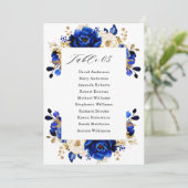 Royal Blue Yellow Gold Metallic Seating Chart Card Einladung (Stehend Vorderseite)