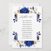 Royal Blue Yellow Gold Metallic Seating Chart Card Einladung (Rückseite)