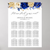 Royal Blue Yellow Gold Metallic Seating Chart Poster (Vorne)