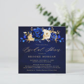 Royal Blue Yellow Metallic Brautparty Invi Einladung (Stehend Vorderseite)