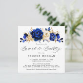 Royal Blue Yellow Metallic Brunch und Bubbly Einladung (Stehend Vorderseite)