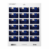 Royal Blue Yellow Metallic Floral Wedding Labrador Adressaufkleber (Vorne)