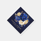 Royal Blue Yellow Metallic Floral Wedding Nickerch Serviette (Ecke)