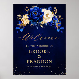 Royal Blue Yellow Metallic Wedding Welcome Po Poster