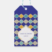 Royal Blue Yellow Wedding Geschenkanhänger (Rückseite)