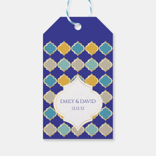 Royal Blue Yellow Wedding Geschenkanhänger (Rückseite)