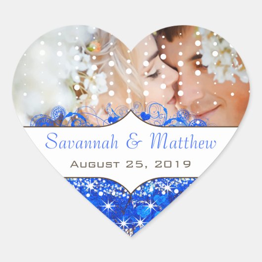 Royal Blue Your Foto Romantic Heaf Herz-Aufkleber (Vorderseite)
