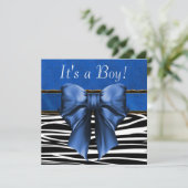 Royal Blue Zebra Baby Dusche Einladung (Stehend Vorderseite)