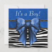 Royal Blue Zebra Baby Dusche Einladung (Vorderseite)