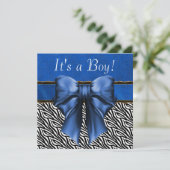 Royal Blue Zebra Baby Shower Einladungen (Stehend Vorderseite)