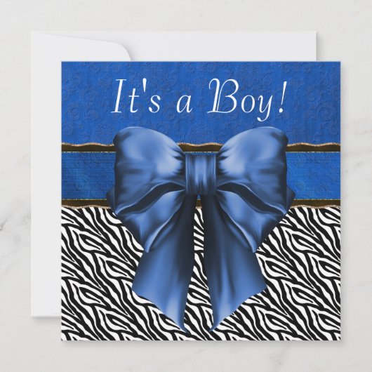 Royal Blue Zebra Baby Shower Einladungen (Vorderseite)