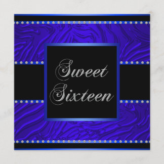 Royal Blue Zebra Blue Sweet 16 Geburtstagsparty Einladung