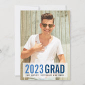 Royal Blues Foto Graduation Party Einladung (Vorderseite)