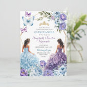 Royal Blush Blue Lila Geometric Quinceñera Einladung (Stehend Vorderseite)